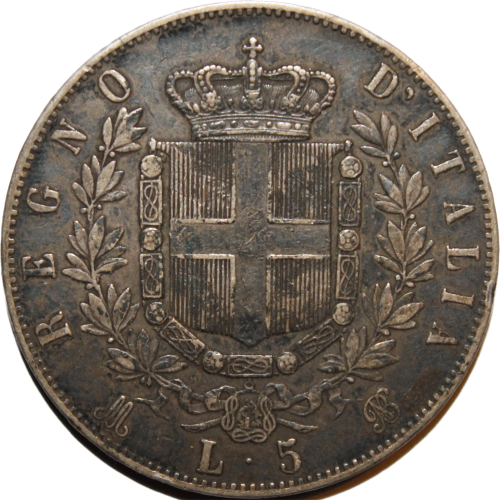 Silver 5 lire Coin of Victor Emanuel II